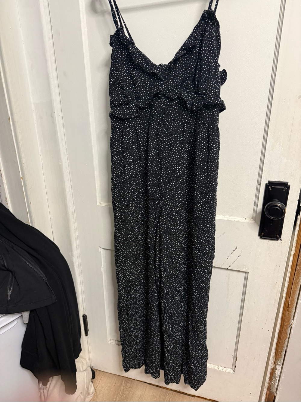 American Eagle Outfitters Black Polka Dot Maxi Jumpsuit